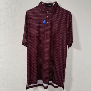 RLX Ralph Lauren Men’s Performance Polo Shirt Burgundy White Dot Medium NWT